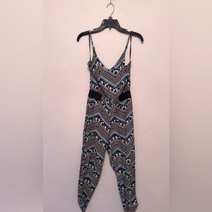 Material Girl Geometric Black and Blue Jumpsuit